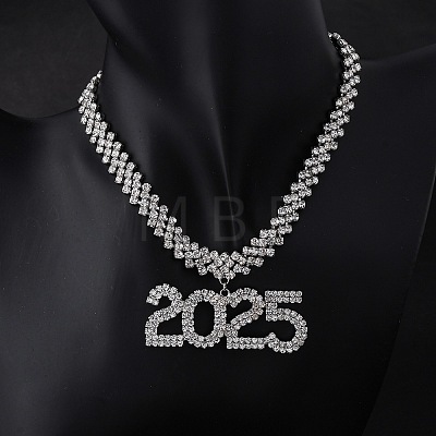 Brass Full Crystal Rhinestone 2025 Pendant Necklaces for Women NJEW-Q005-01P-1