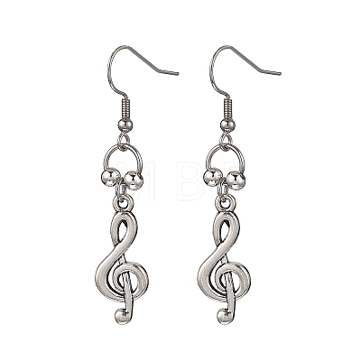 Musical Note Tibetan Style Alloy Dangle Earrings EJEW-JE06773-1