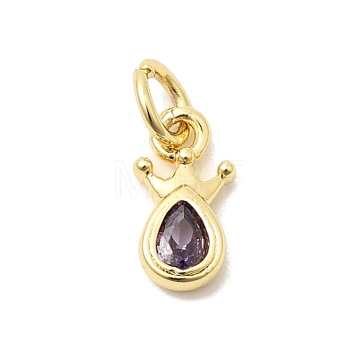 Brass Cubic Zirconia Charms KK-G554-01C-01-1