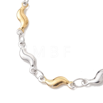 304 Stainless Steel Scalloped Bar Chain Bracelets for Women BJEW-JB13514-1