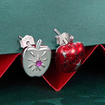 Christmas 925 Sterling Silver Cubic Zirconia Stud Earrings FS-WGF8A93-01-1