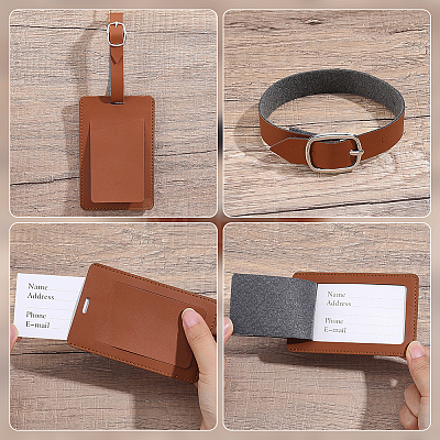 5Pcs 5 Colors Rectangle PU Leather Luggage Tag AJEW-ME0002-85-1