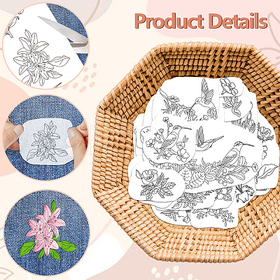 4 Sheets 11.6x8.2 Inch Stick and Stitch Embroidery Patterns DIY-WH0455-159-1