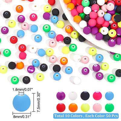 500Pcs 10 Colors Plastic Rubberized Style Beads KY-AR0001-13-1