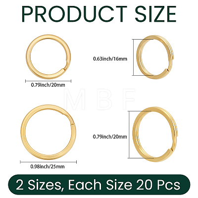 40Pcs 2 Styles Brass Split Key Rings KK-CY0001-05-1