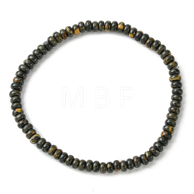 Natural Coffee Jasper Flat Round Beaded Stretch Bracelets for Women BJEW-JB09717-06-1