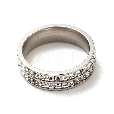 304 Stainless Steel Finger Ring with Cubic Zirconia RJEW-Z029-01P-1