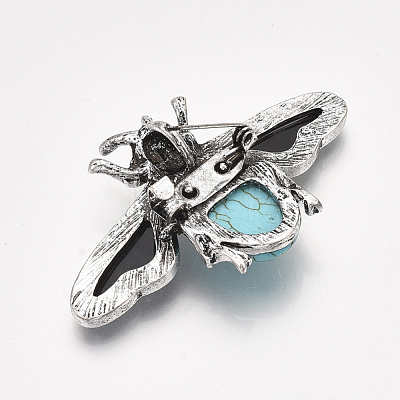 Synthetic Turquoise Brooches/Pendants G-S353-08G-1