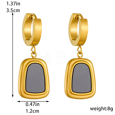 Trapezoid Stainless Steel with Natural Shell Pendant Necklaces & Hoop Earrings Sets WG9CFB5-01-1