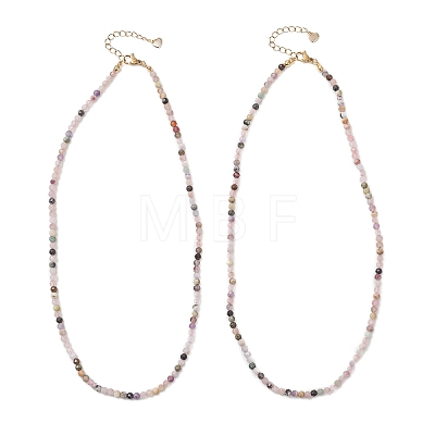 Natural Mixed Gemstone Faceted Round Beaded Necklaces for Women NJEW-JN06284-1
