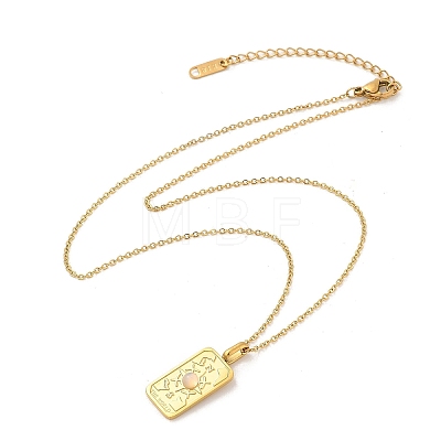 304 Stainless Steel Pave Opalite Rectangle Pendant Necklaces for Women Men NJEW-R018-05G-02-1