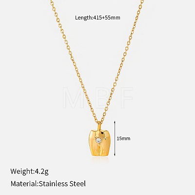 304 Stainless Steel Pave Clear Cubic Zirconia Pendant Necklaces WG4C9E8-02-1