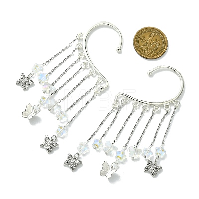 Brass Star & Glass Star Tassel Earrings EJEW-JE06002-1