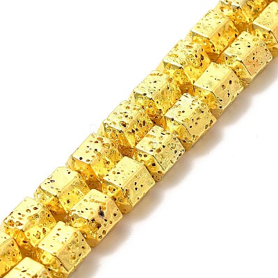 Electroplated Natural Lava Rock Beads Strands G-G984-09-1