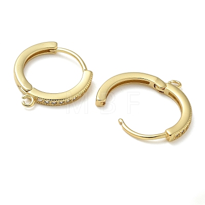 Rack Plating Brass Micro Pave Cubic Zirconia Hoop Earrings Findings KK-K392-33G-1