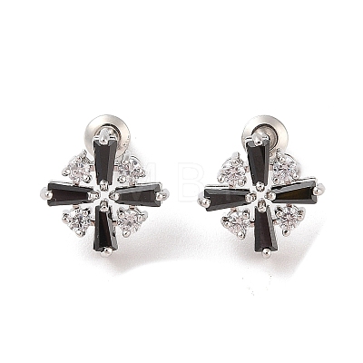 Rack Plating Brass Micro Pave Cubic Zirconia Stud Earrings EJEW-I304-05P-1