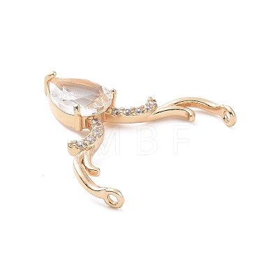 Brass Pave Clear Cubic Zirconia Connector Charms ZIRC-K088-18KCG-1