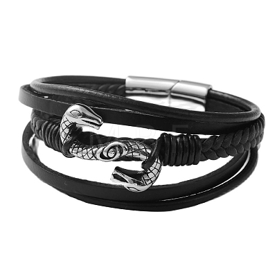 Leather Cords Multi-strand Bracelets with Magnetic Clasp PW-WG89659-01-1