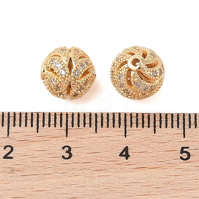 Brass Micro Pave Clear Cubic Zirconia Beads KK-B100-025G-1