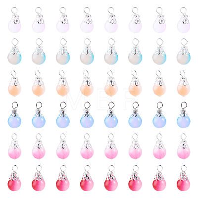 60Pcs 6 Colors Glass Pendants PALLOY-TAC0301-1