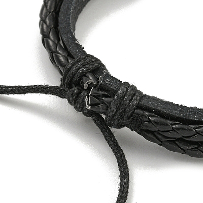 PU Imitation Leather Cord Triple Layer Multi-strand Bracelets BJEW-P329-05-1