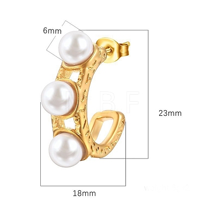 French Retro High-end Ladies Stainless Steel Inlaid Resin Pearl Stud Earrings PW-WG85BB1-01-1