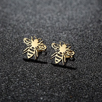 Bees 201 Stainless Steel Stud Earrings FS-WGD71BE-02-1