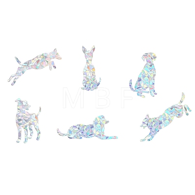 6Pcs Dog Rainbow Prism Electrostatic Window Stickers PW-WG4450F-01-1