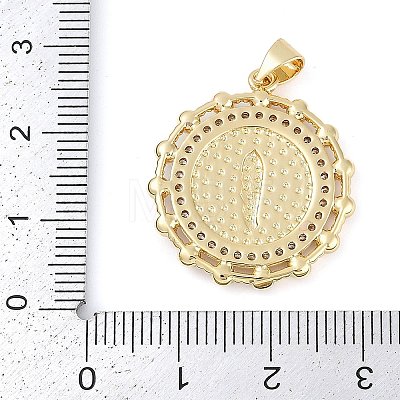 Rack Plating Brass Micro Pave Clear Cubic Zirconia Pendants KK-P287-36E-G-1