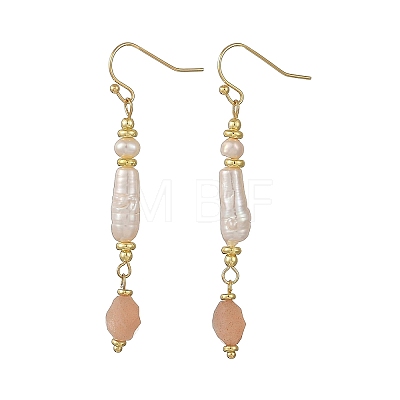 304 Stainless Steel with Natural Mixed Pearl Beads Strands Dangle Earrings EJEW-JE07417-1
