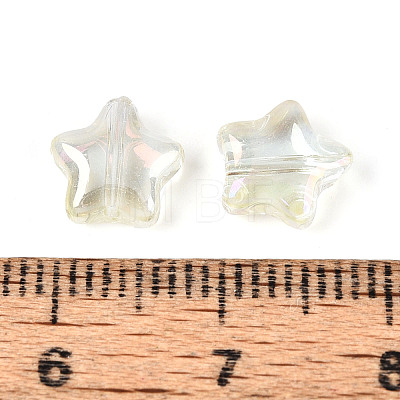 Transparent Spray Painted Glass Beads GLAA-R211-04-G04-1