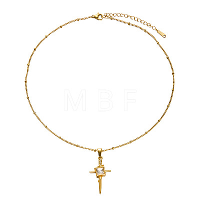 304 Stainless Steel Crystal Rhinestone Pendant Necklaces for Women WGFAA71-03-1