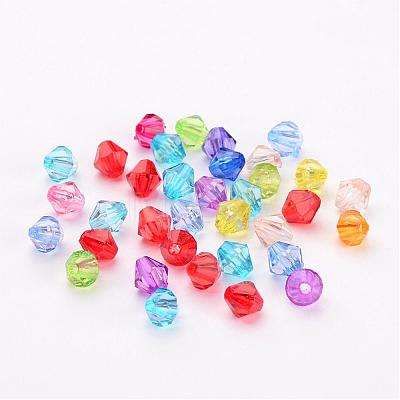 Mixed Color Chunky Dyed Transparent Acrylic Faceted Bicone Spacer Beads for Kids Jewelry X-DBB6mm-1