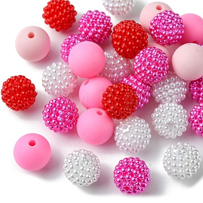 DIY Round Silicone & Acrylic & Berry Beads Making Findings Kits DIY-FS0006-26D-1