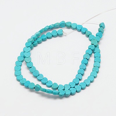 Dyed Synthetical Turquoise Heart Bead Strand G-P083-88B-1