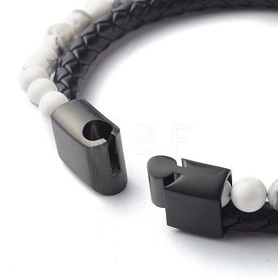 Natural Howlite Round Beads Multi-strand Bracelets BJEW-JB06571-04-1