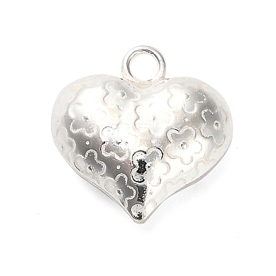 925 Sterling Silver 3D Textured Heart Charms STER-U009-10S-01-1