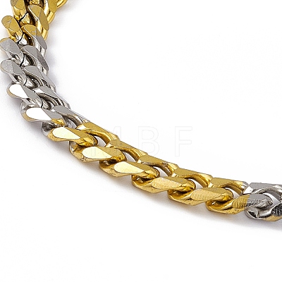 Two Tone Vacuum Plating 201 Stainless Steel Curb Chain Bracelet with 304 Stainless Steel Clasps for Men Women BJEW-M235-02A-GP-1