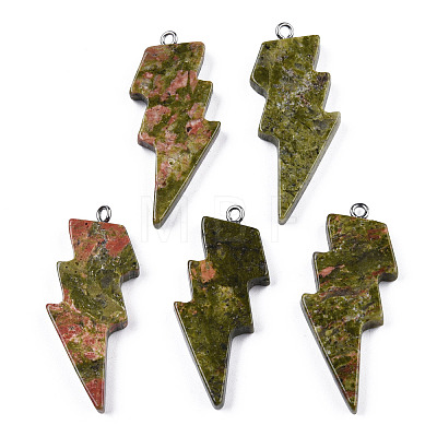 Natural Unakite Pendants G-N332-53-A07-1