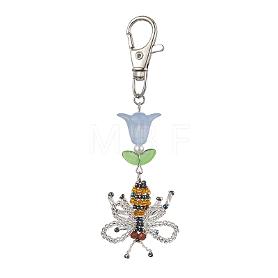 Bees Handmade Glass Seed Beads Pendants Decorations HJEW-MZ00069-02-1