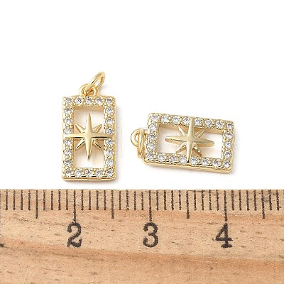 Brass Micro Pave Clear Cubic Zirconia Pendants KK-Q031-32G-02-1