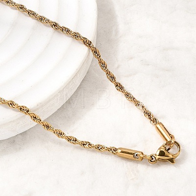 2MM Unisex 304 Stainless Steel Rope Chain Necklaces NJEW-P395-16G-1