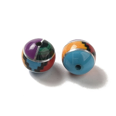 Assembled Synthetic Turquoise & Malachite & Synthetic Mixed Stone Sphere Beads G-B059-02-1