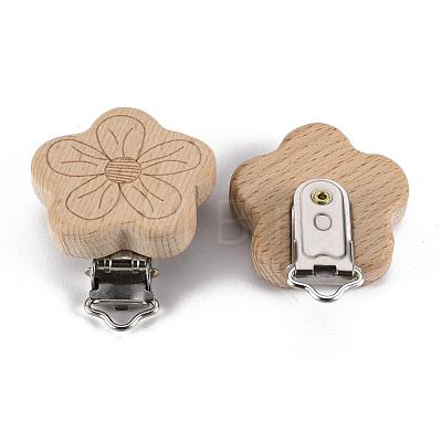 Beech Wood Baby Pacifier Holder Clips WOOD-T015-24-1