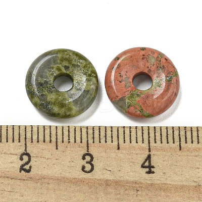 Natural Unakite Donut/Pi Disc Charms G-G142-01I-1