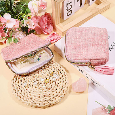 Velvet Jewelry Storage Zipper Bags with Tassel ABAG-WH0045-76-1