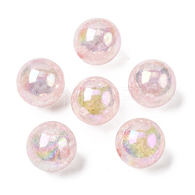 AB Color Transparent Crackle Round Acrylic Beads CACR-S006-01-1