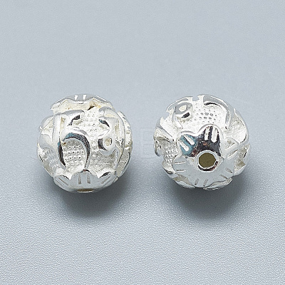 925 Sterling Silver Om Beads STER-T002-64S-1