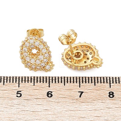 Brass Micro Pave Cubic Zirconia Stud Earrings EJEW-Z091-04G-Q-1