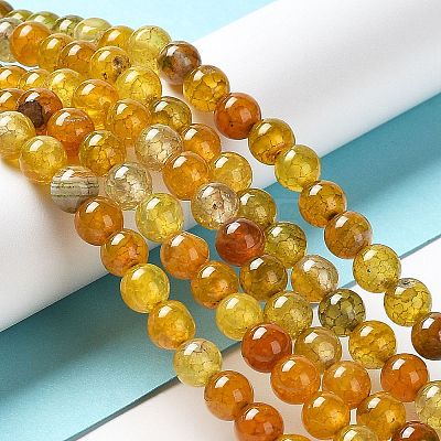 Natural Dragon Veins Agate Round Bead Strands G-J303-18-6mm-1